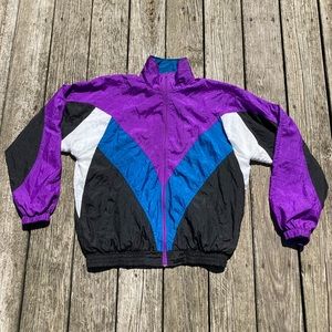 Vintage color block athletic jacket